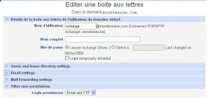 Editer/modifier un compte mail ou ftp existant